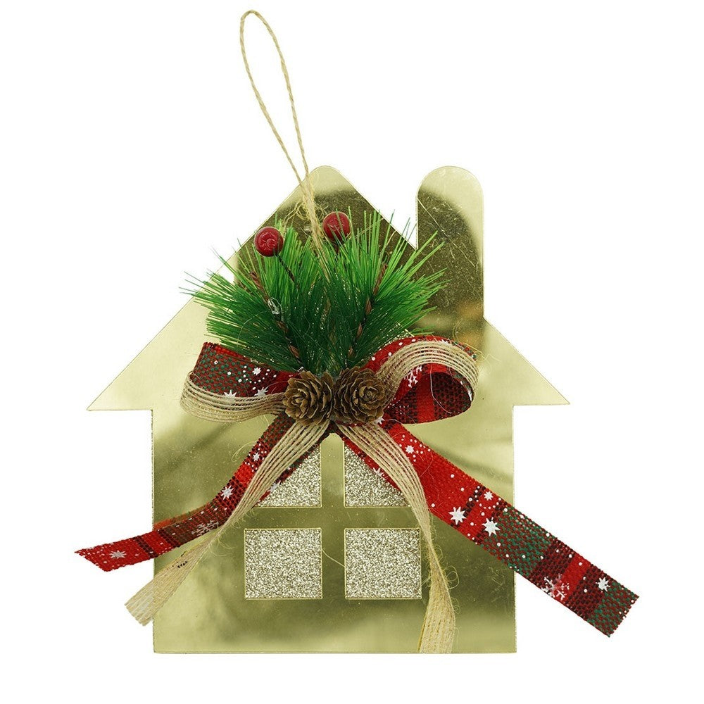 Ornament brad, Flippy, Casa, Auriu, Lucios, 16*17CM, Acril, Interior/ Exterior - vivimall.ro