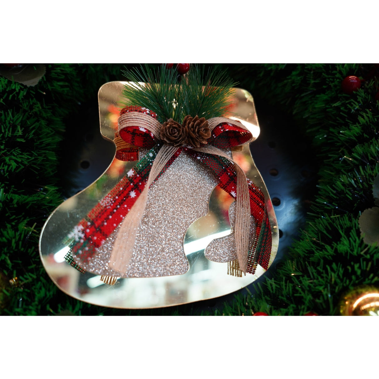 Ornament brad, Vivimall, Ciorap, Auriu, Lucios, 17*17CM, Acril, Interior/ Exterior - vivimall.ro