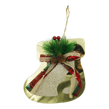 Ornament brad, Flippy, Ciorap, Auriu, Lucios, 17*17CM, Acril, Interior/ Exterior - vivimall.ro