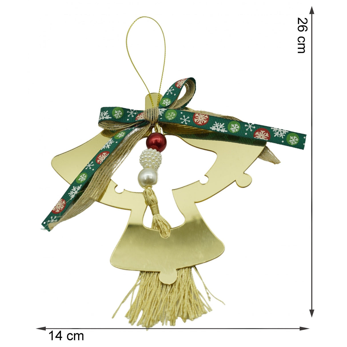 Ornament brad, Flippy, Clopotei, Auriu, Lucios, 14*26CM, Acril, Interior/ Exterior - vivimall.ro