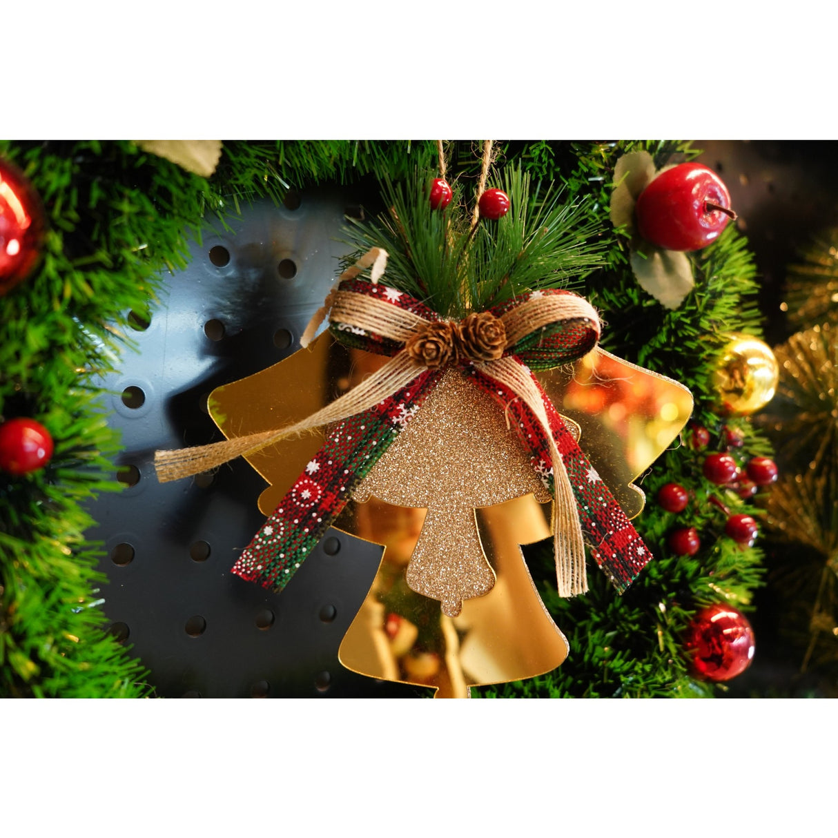 Ornament brad, Flippy, Clopotei, Auriu, Lucios, 16*17CM, Acril, Interior/ Exterior - vivimall.ro