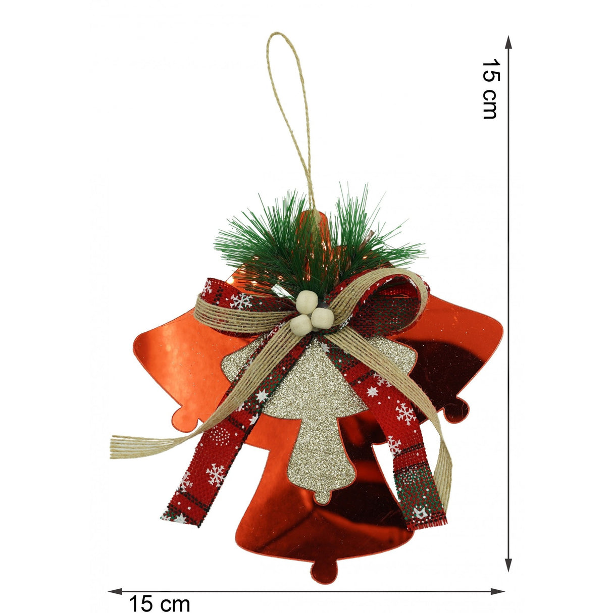 Ornament brad, Flippy, Clopotei, Rosu, Lucios, 15*15CM, Acril, Interior/ Exterior - vivimall.ro