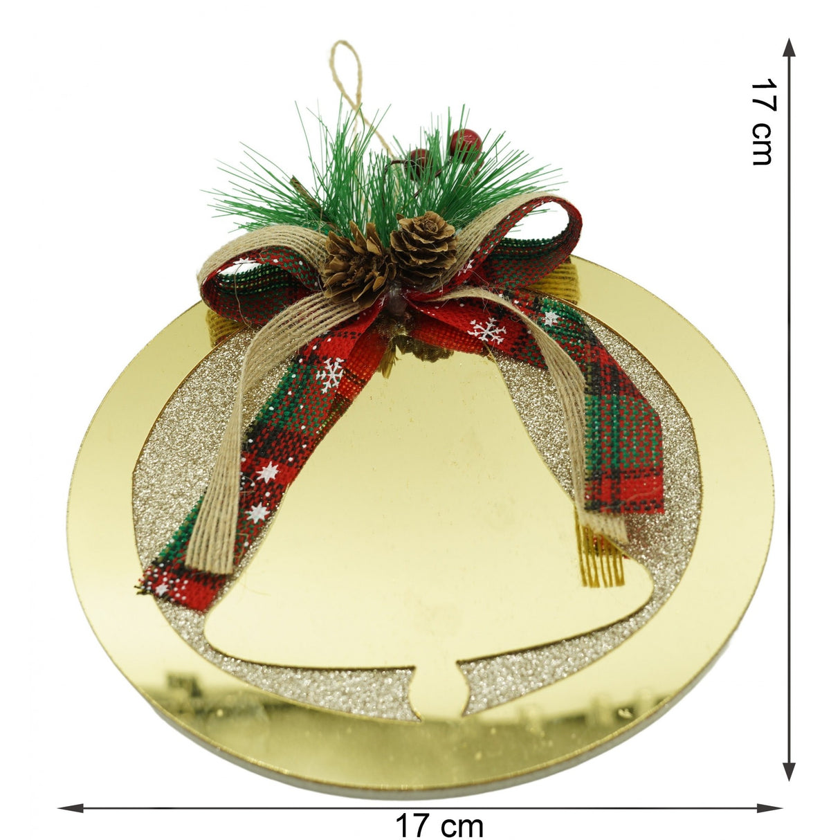 Ornament brad, Flippy, Clopotel, Auriu, Lucios, 17*17CM, Acril, Interior/ Exterior - vivimall.ro