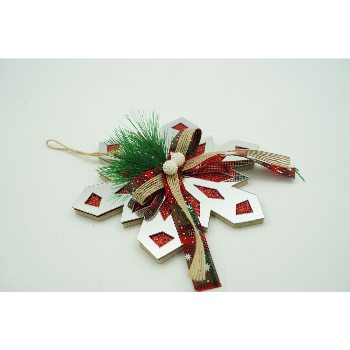 Ornament brad, Flippy, Fulg de nea, Argintiu, Lucios, 14*15CM, Acril, Interior/ Exterior - vivimall.ro