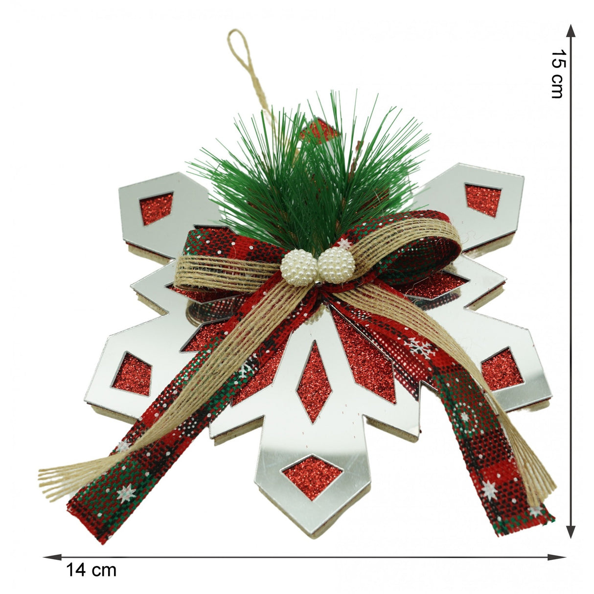 Ornament brad, Flippy, Fulg de nea, Argintiu, Lucios, 14*15CM, Acril, Interior/ Exterior - vivimall.ro