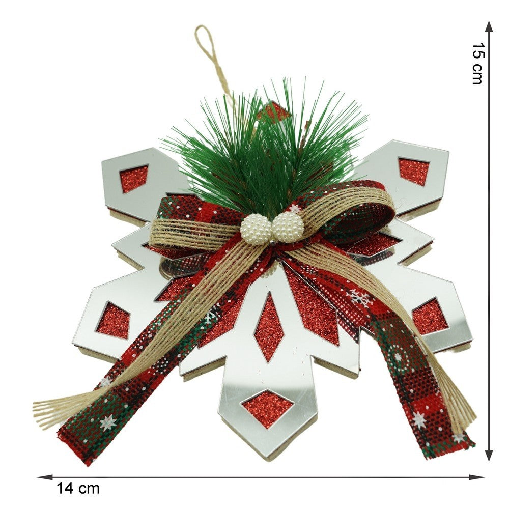 Ornament Brad, Fulg De Nea, Lucios, 14*15Cm, Acril, Interior/ Exterior