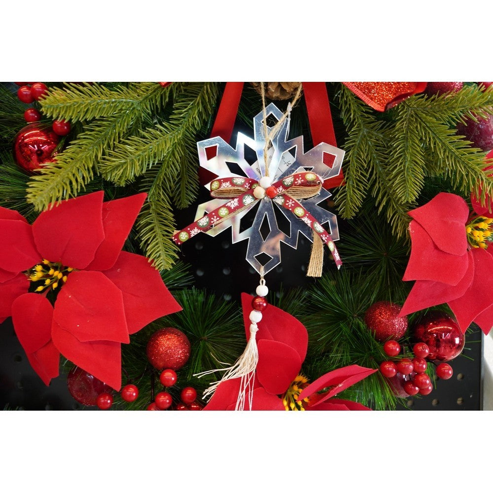 Ornament brad, Flippy, Fulg de nea, Argintiu, Lucios, 14*26CM, Acril, Interior/ Exterior - vivimall.ro