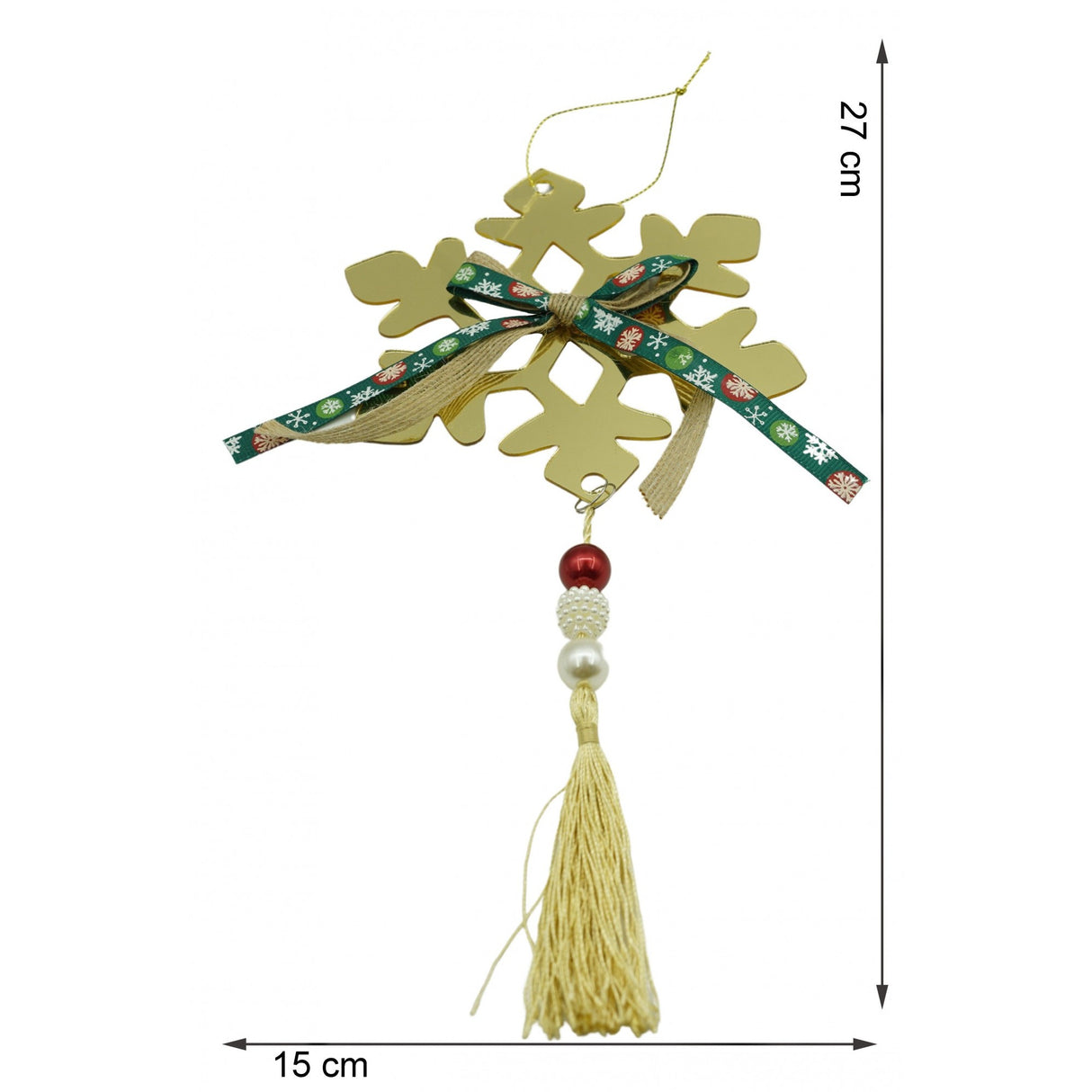 Ornament brad, Flippy, Fulg de nea, Auriu, Lucios, 15*27CM, Acril, Interior/ Exterior - vivimall.ro