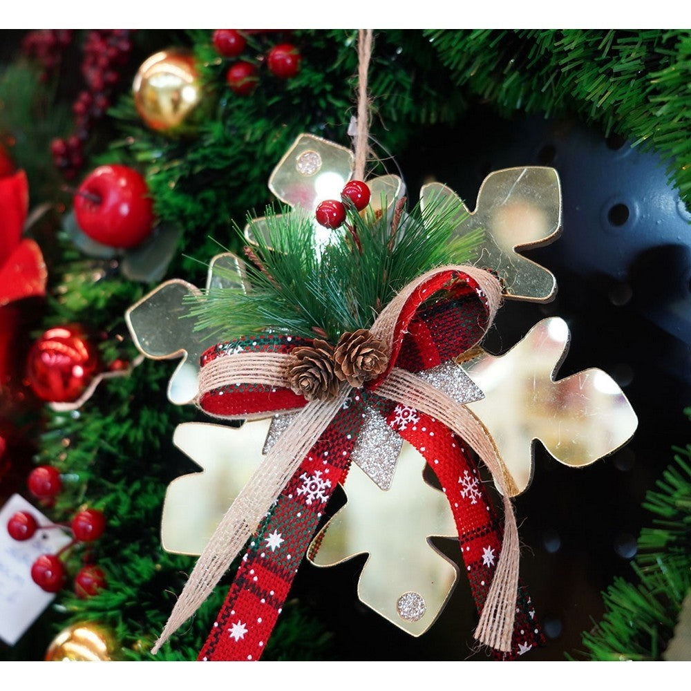 Ornament Brad, Fulg De Nea, Lucios, 16*16Cm, Acril, Interior/ Exterior