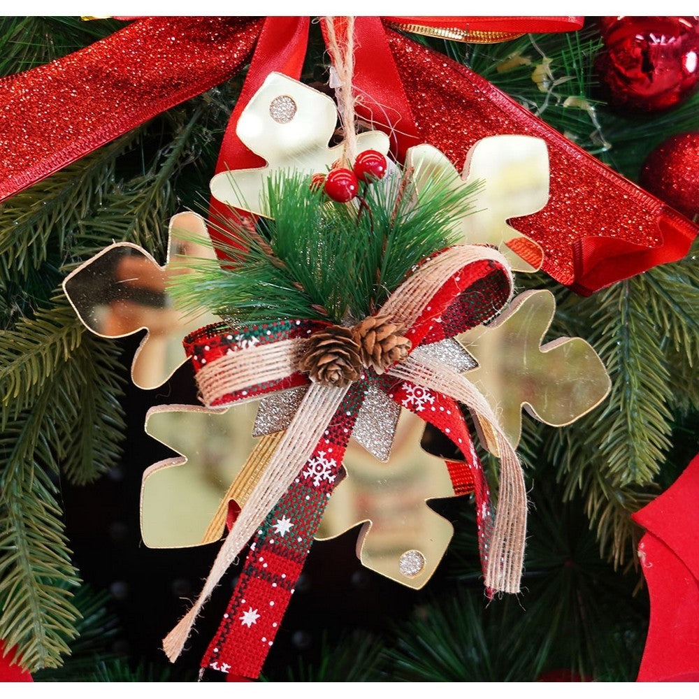 Ornament Brad, Fulg De Nea, Lucios, 16*16Cm, Acril, Interior/ Exterior