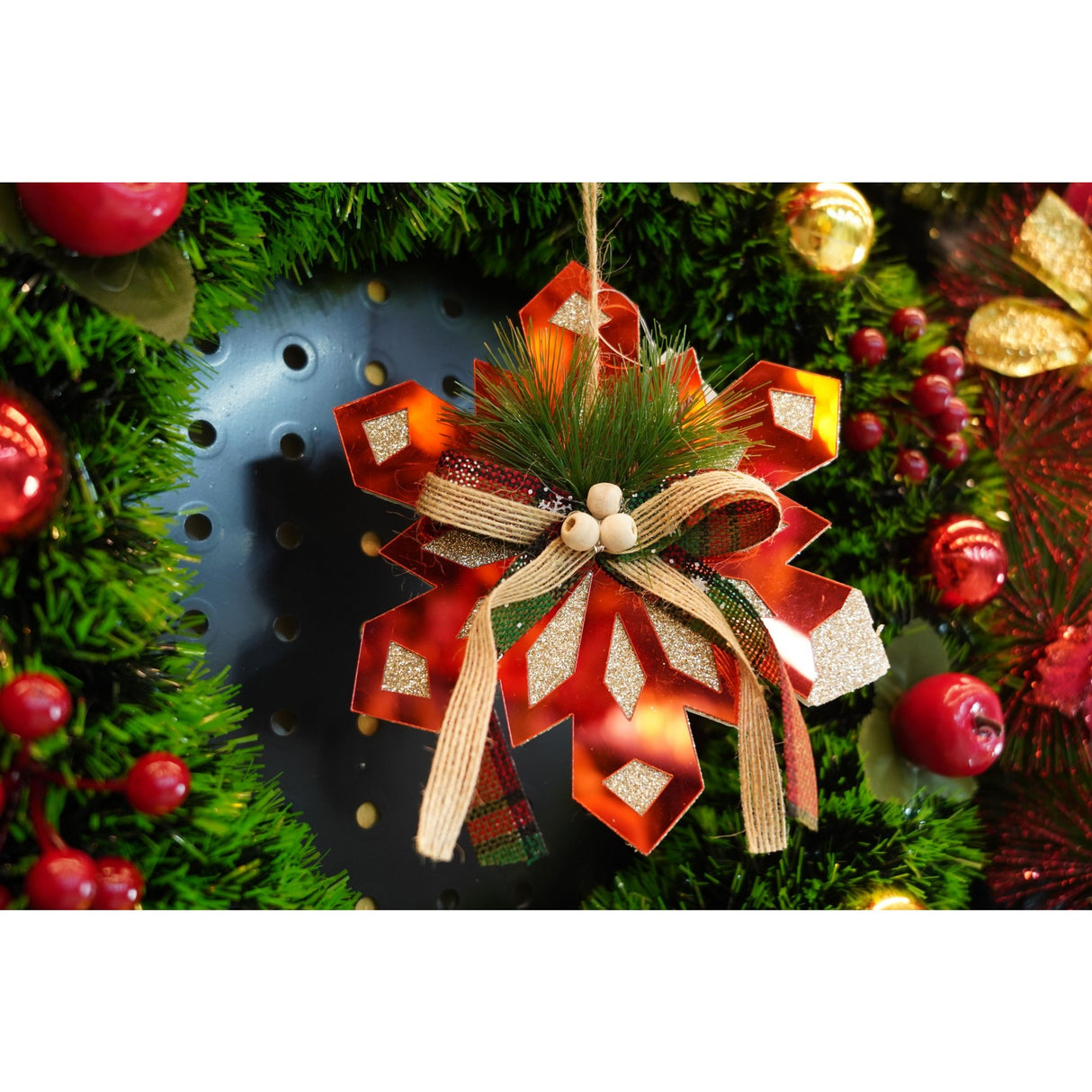 Ornament Brad, Fulg De Nea, Lucios, 15*15Cm, Acril, Interior/ Exterior