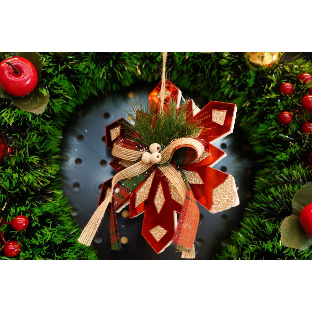 Ornament Brad, Fulg De Nea, Lucios, 15*15Cm, Acril, Interior/ Exterior