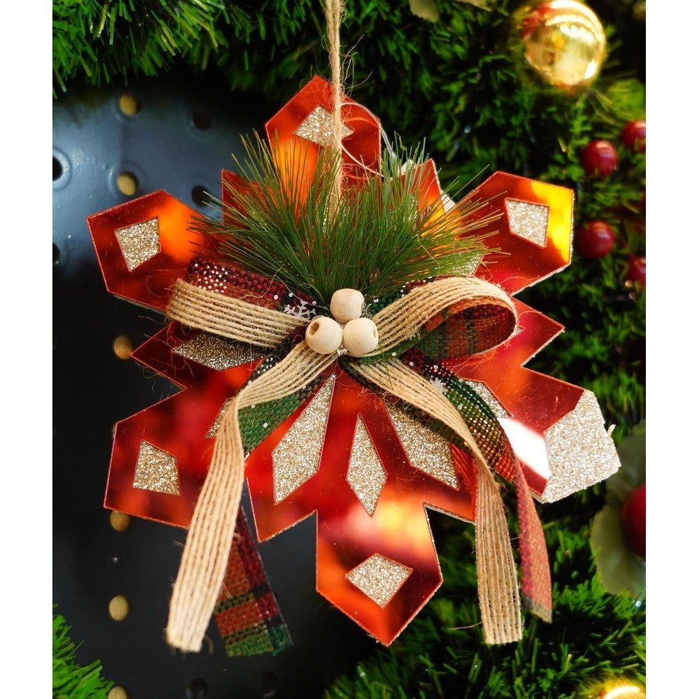 Ornament Brad, Fulg De Nea, Lucios, 15*15Cm, Acril, Interior/ Exterior