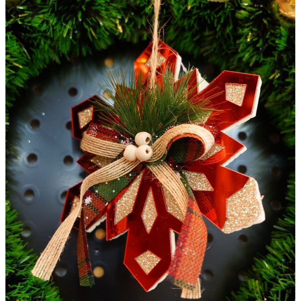 Ornament Brad, Fulg De Nea, Lucios, 15*15Cm, Acril, Interior/ Exterior