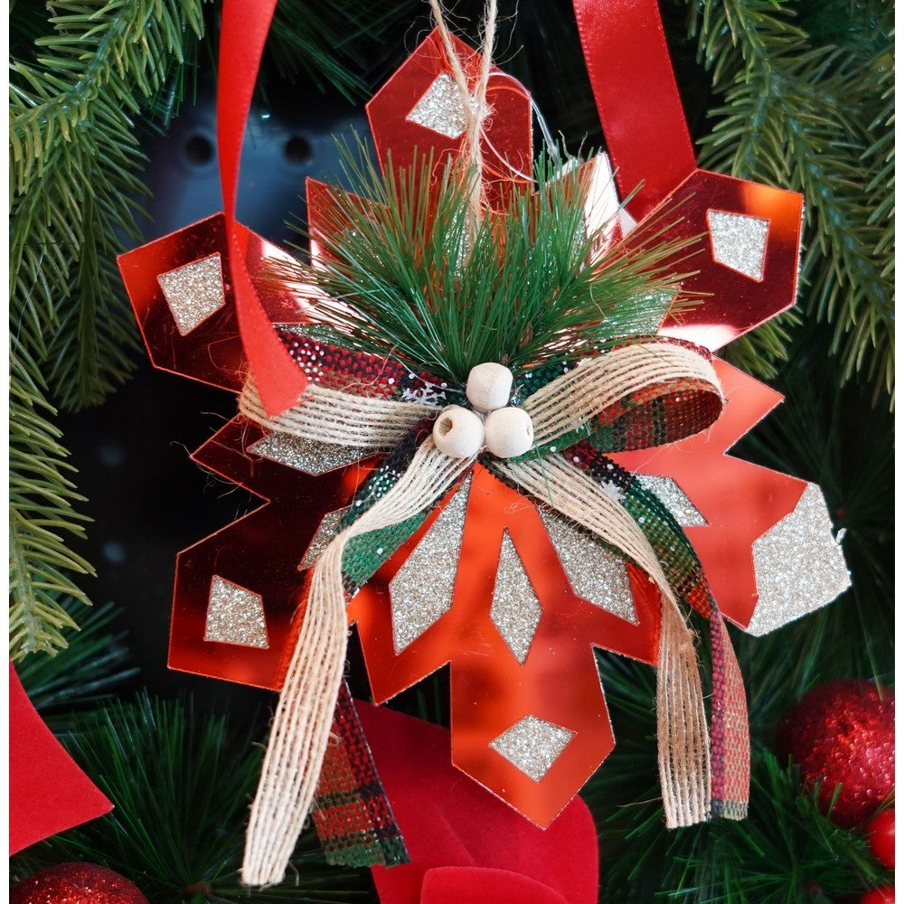 Ornament Brad, Fulg De Nea, Lucios, 15*15Cm, Acril, Interior/ Exterior