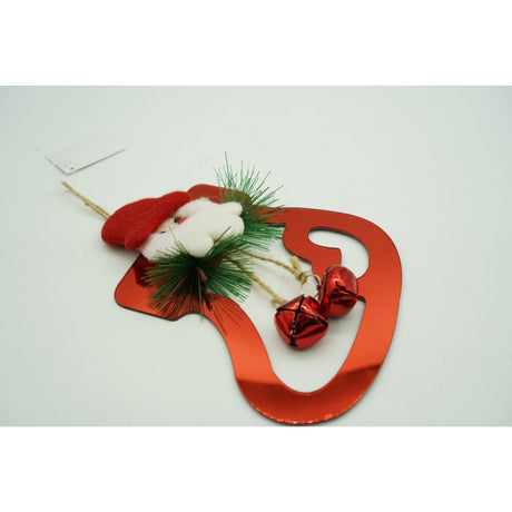 Ornament brad, Flippy, Gheata cu clopotei, Rosu, Lucios, 15*20CM, Acril, Interior/ Exterior - vivimall.ro