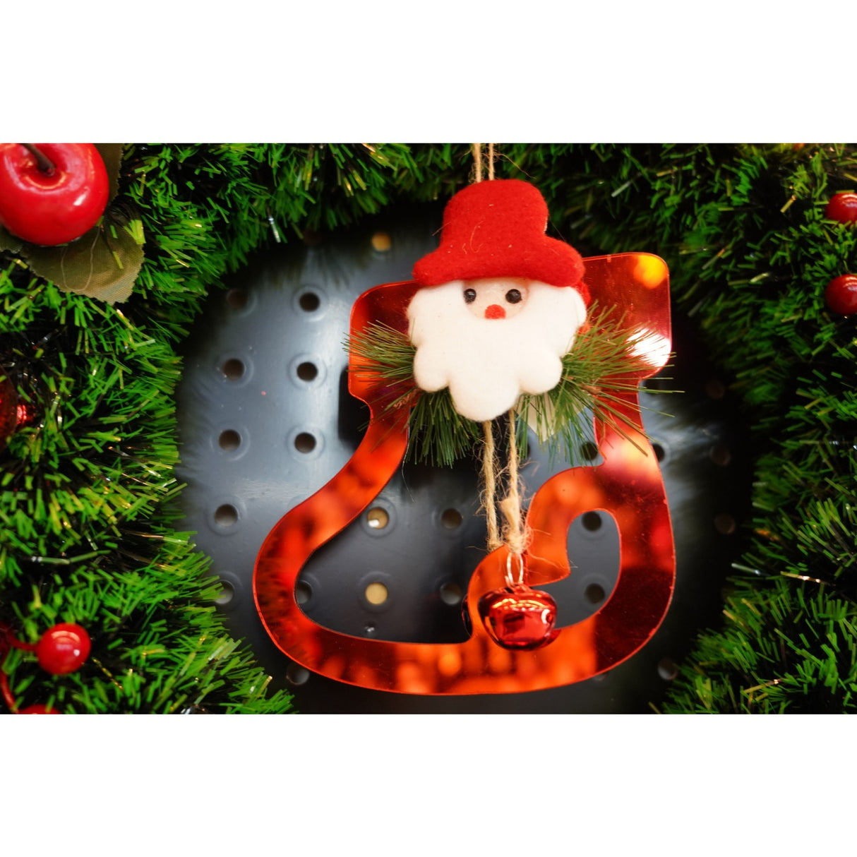 Ornament brad, Flippy, Gheata cu clopotei, Rosu, Lucios, 15*20CM, Acril, Interior/ Exterior - vivimall.ro