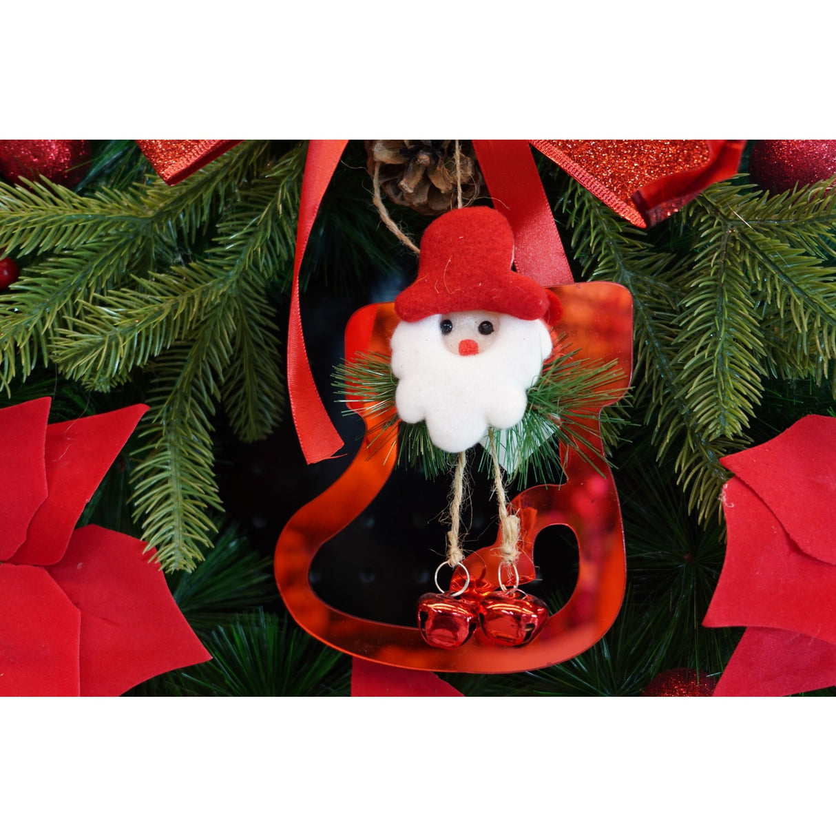 Ornament brad, Flippy, Gheata cu clopotei, Rosu, Lucios, 15*20CM, Acril, Interior/ Exterior - vivimall.ro