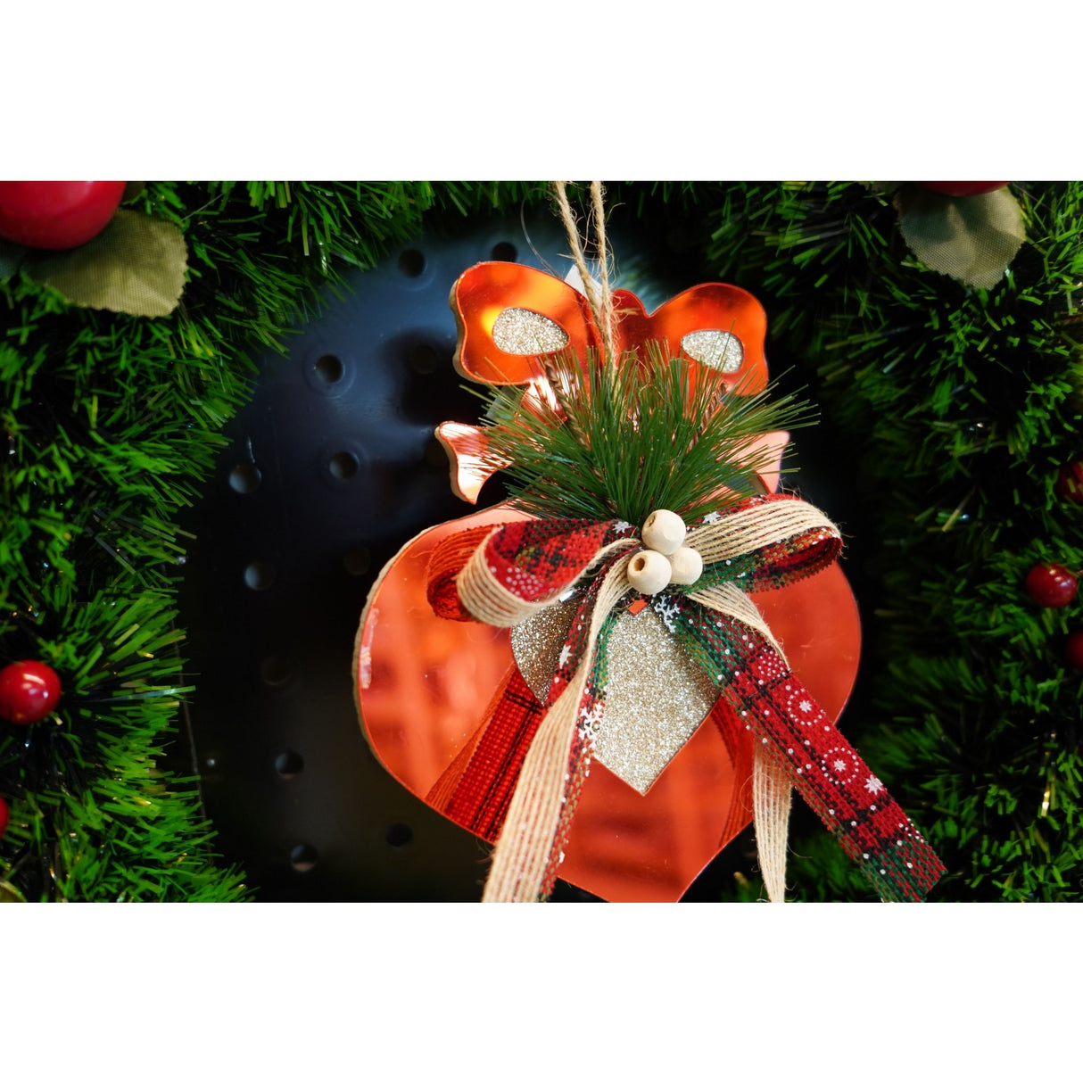 Ornament brad, Flippy, Inima, Rosu, Lucios, 15*15CM, Acril, Interior/ Exterior - vivimall.ro