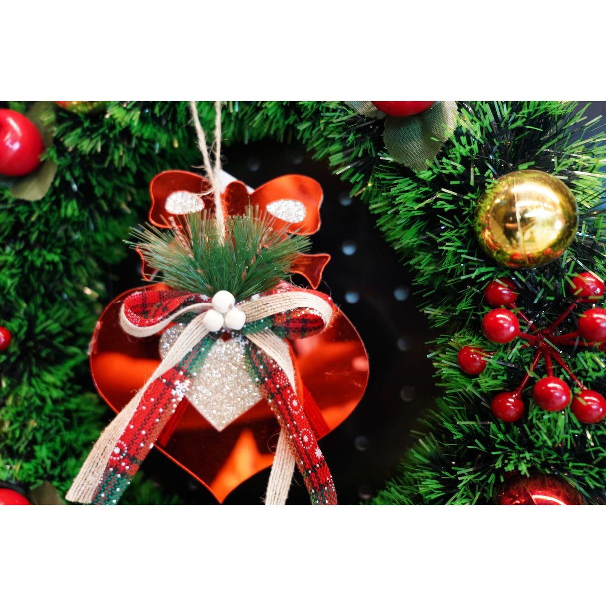 Ornament brad, Flippy, Inima, Rosu, Lucios, 15*15CM, Acril, Interior/ Exterior - vivimall.ro