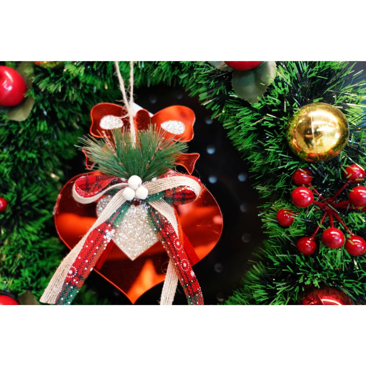 Ornament Brad, Inima, Lucios, 15*15Cm, Acril, Interior/ Exterior, Resigilat - vivimall.ro