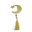 Ornament brad formă lună auriu lucios din acril, dimensiuni 10×25 cm, vedere frontală