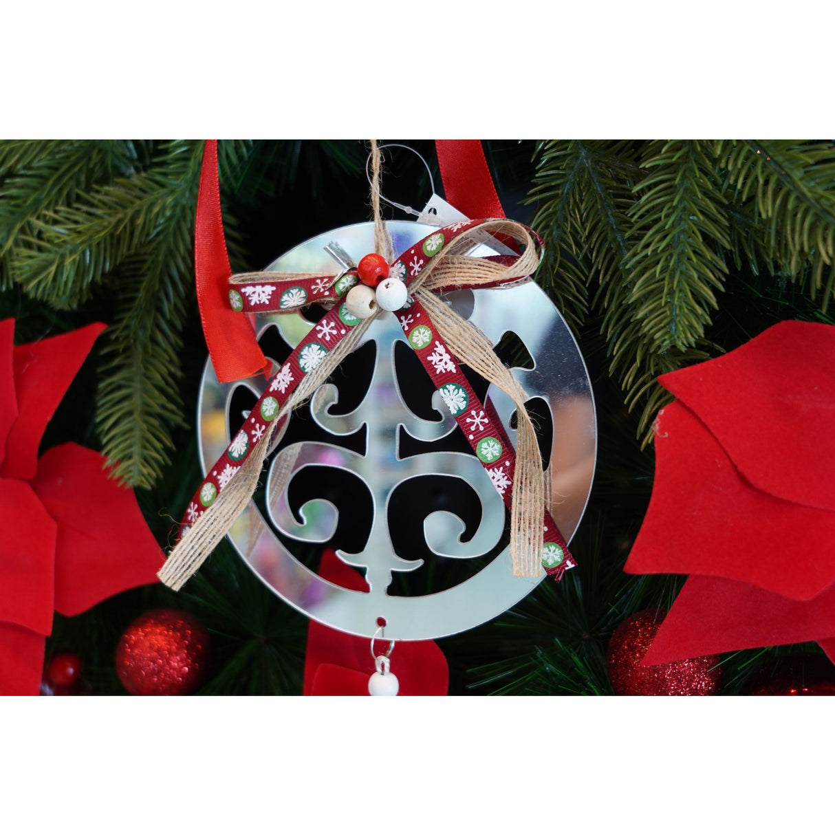 Ornament brad, Flippy, Rotund, Argintiu, Lucios, 14*26CM, Acril, Interior/ Exterior - vivimall.ro