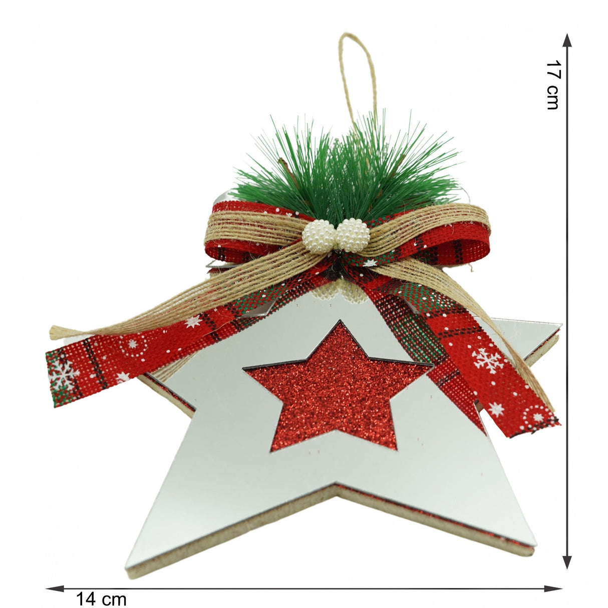 Ornament brad, Flippy, Stea, Argintiu, Lucios, 14*17CM, Acril, Interior/ Exterior - vivimall.ro