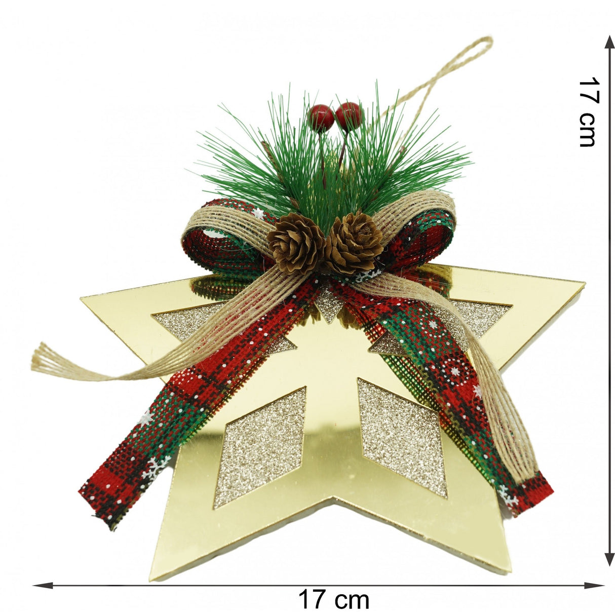 Ornament brad, Flippy, Stea, Auriu, Lucios, 17*17CM, Acril, Interior/ Exterior - vivimall.ro