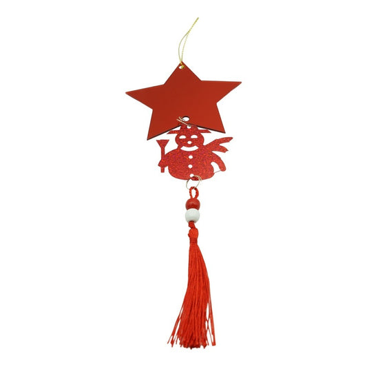 Ornament brad, Vivimall, Stea, Om de zapada, Rosu, Lucios, 10*28CM, Acril, Interior/ Exterior - vivimall.ro