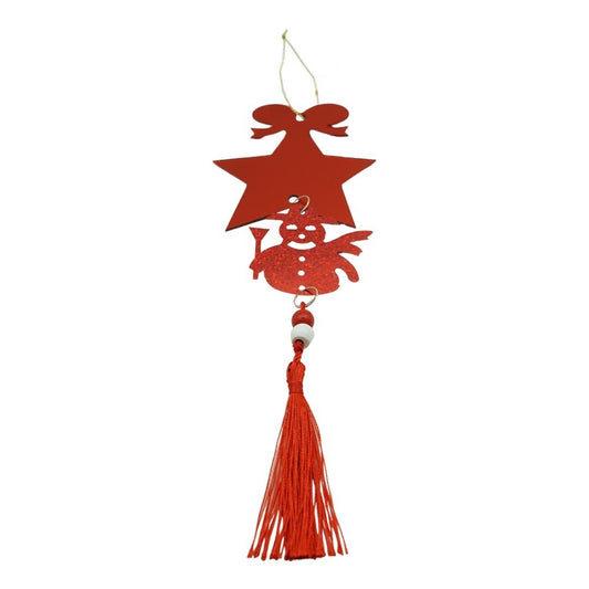 Ornament brad, Vivimall, Stea, Om de zapada, Rosu, Lucios, 10*28CM, Acril, Interior/ Exterior - vivimall.ro