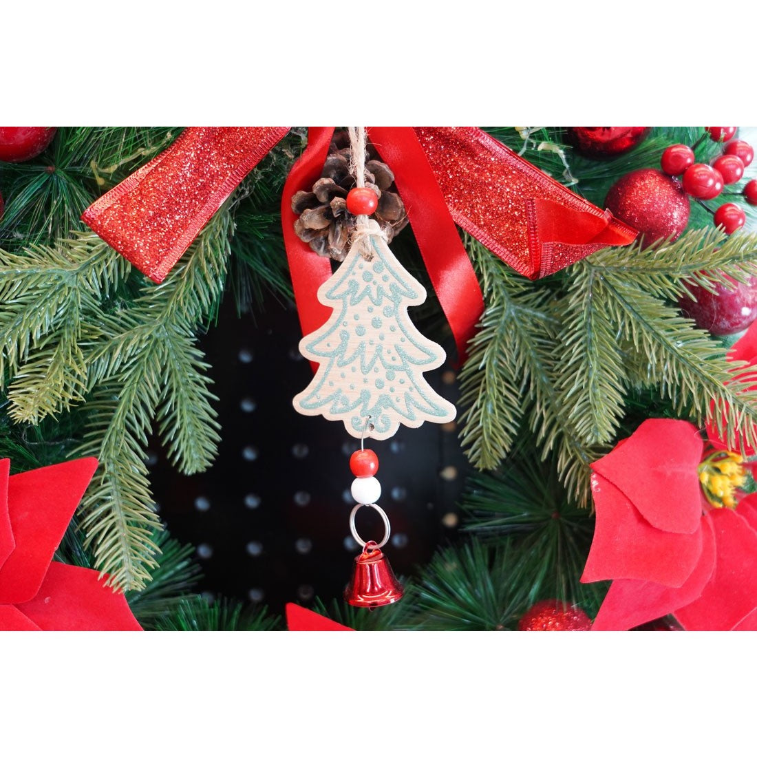 Ornament de brad bradulet, Flippy, multicolor, lemn, 17 cm - vivimall.ro