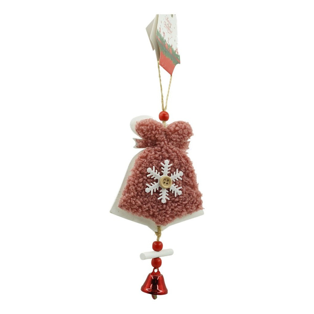 Ornament De Brad Broderie Cu Clopot, Lemn, 18 Cm