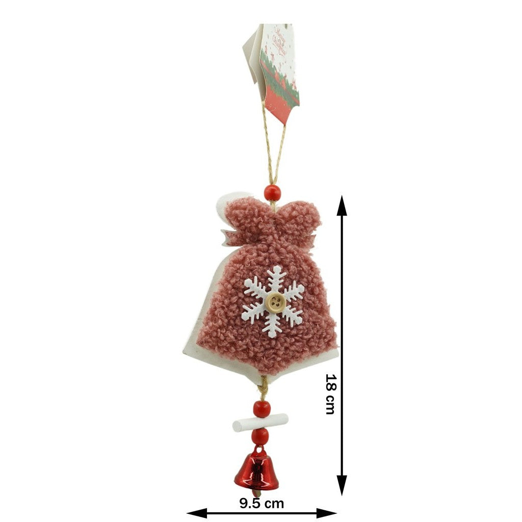 Ornament De Brad Broderie Cu Clopot, Lemn, 18 Cm