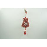Ornament de brad broderie cu clopot, Flippy, roz, lemn, 18 cm - vivimall.ro