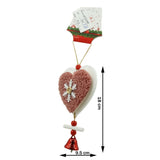 Ornament de brad broderie cu inima, Flippy, roz, lemn, 18 cm - vivimall.ro