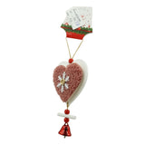 Ornament De Brad Broderie Cu Inima, Lemn, 18 Cm