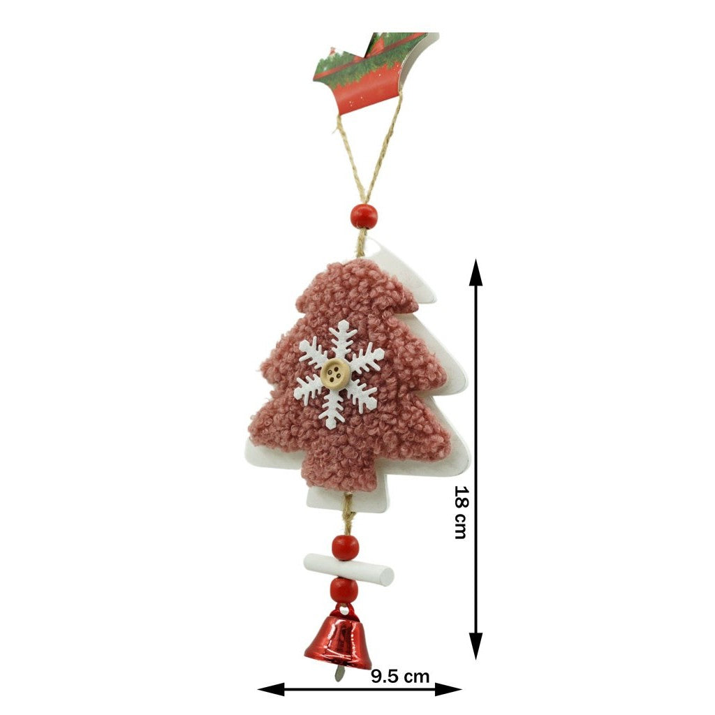 Ornament De Brad Broderie Cu Pomul De Craciun, Lemn, 18 Cm