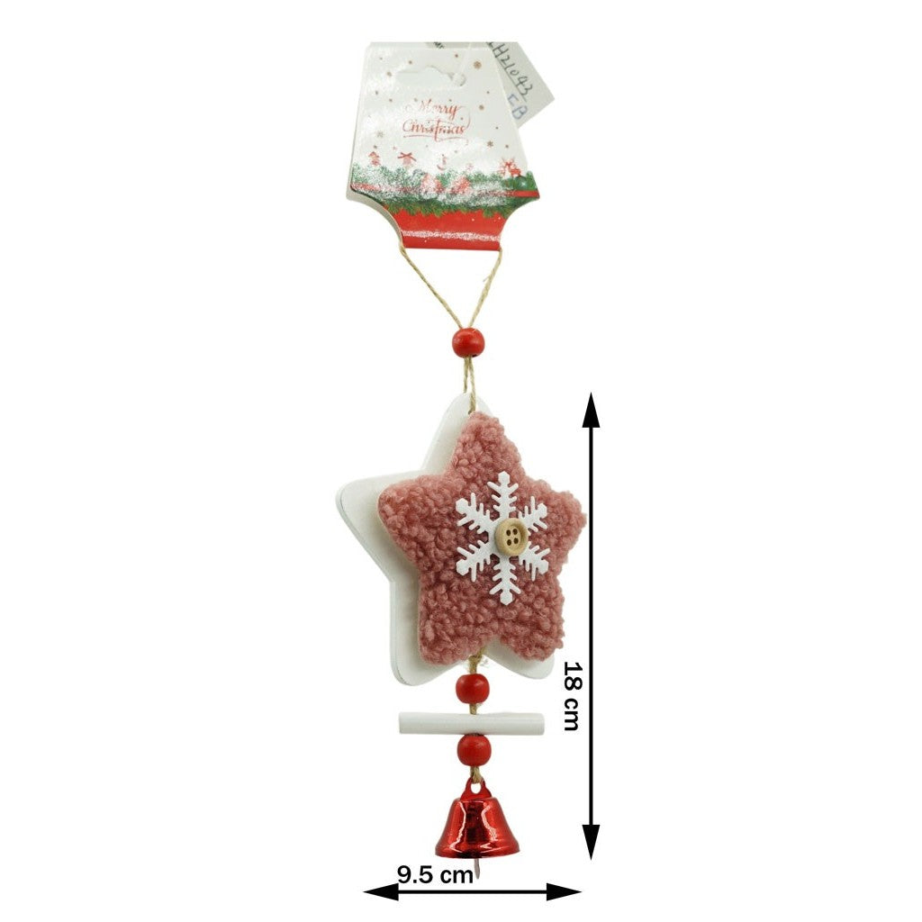 Ornament De Brad Broderie Cu Stea, Lemn, 18 Cm