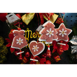 Ornament de brad broderie cu stea, Flippy, roz, lemn, 18 cm - vivimall.ro