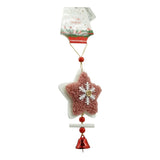 Ornament de brad broderie cu stea, Flippy, roz, lemn, 18 cm - vivimall.ro
