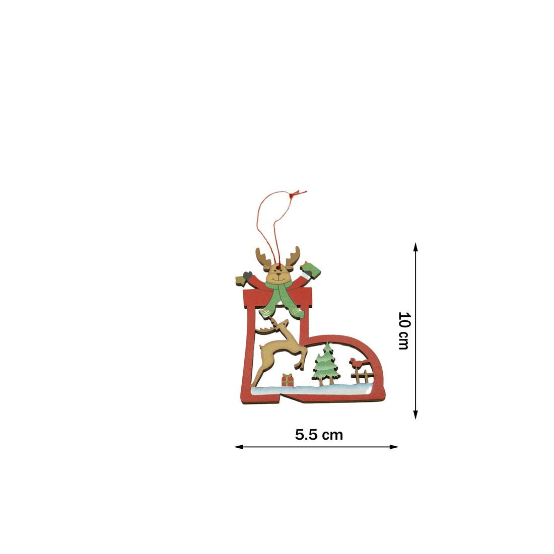 Ornament de brad cerb, Flippy, multicolor, lemn, 10 cm - vivimall.ro