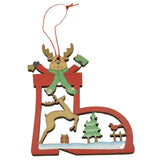 Ornament de brad cerb, Flippy, multicolor, lemn, 10 cm - vivimall.ro