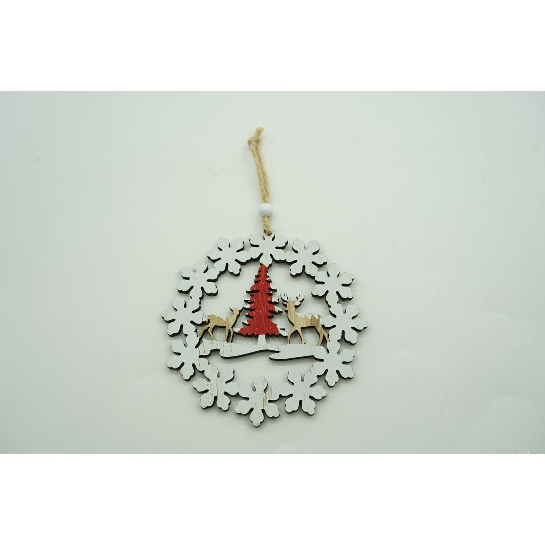 Ornament De Brad Cerbi Cu Brad, Lemn, 12 Cm