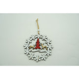 Ornament De Brad Cerbi Cu Brad, Lemn, 12 Cm