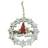 Ornament De Brad Cerbi Cu Brad, Lemn, 12 Cm