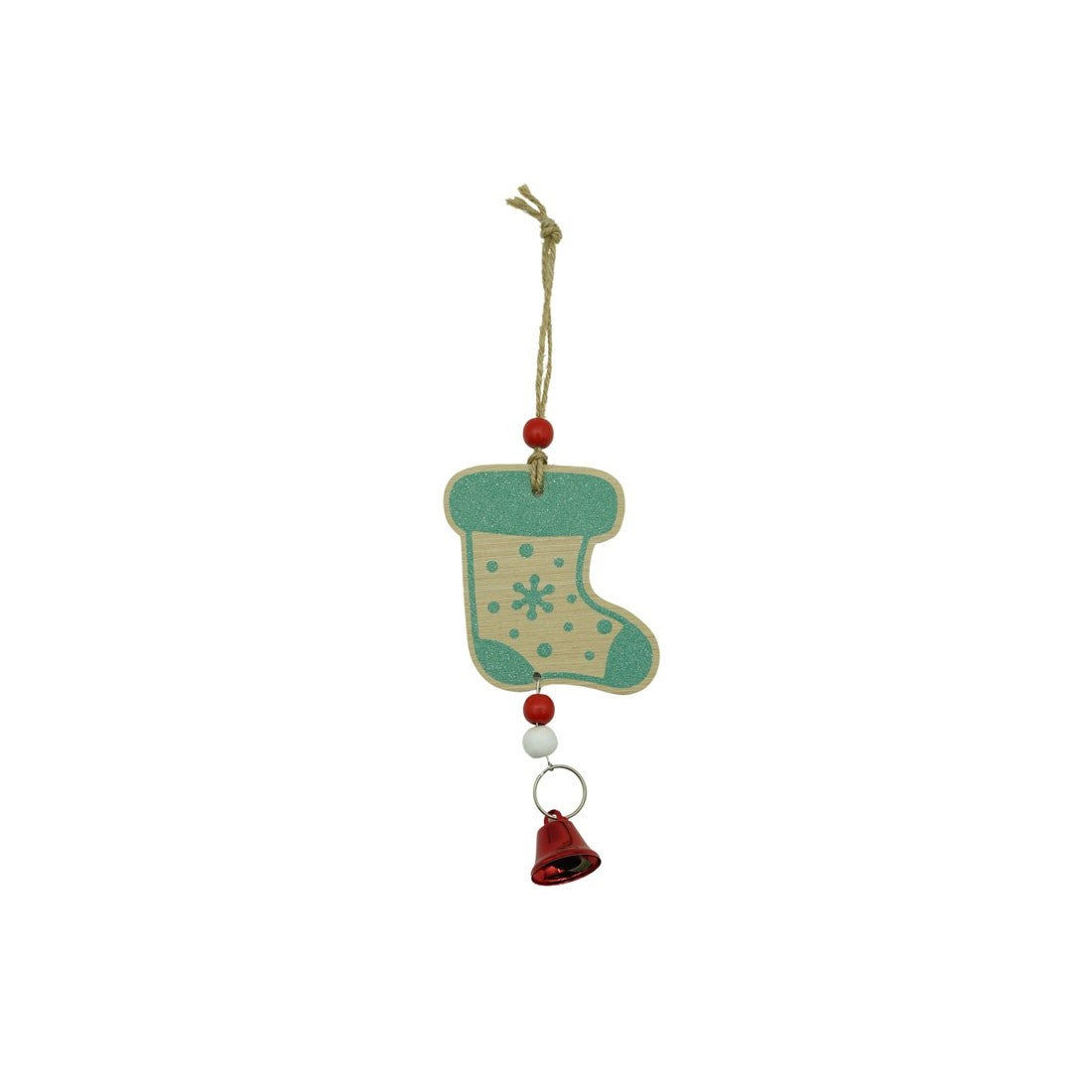 Ornament De Brad Ciorap Cu Clopotel, Lemn, 17 Cm