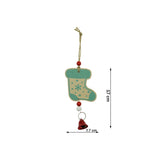 Ornament de brad ciorap cu clopotel, Flippy, multicolor, lemn, 17 cm - vivimall.ro