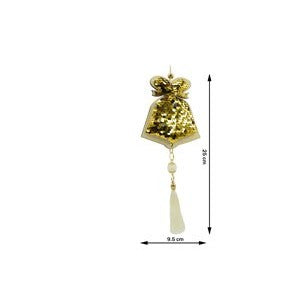 Ornament De Brad Clopotel Cu Paiete, Lemn, 36 Cm