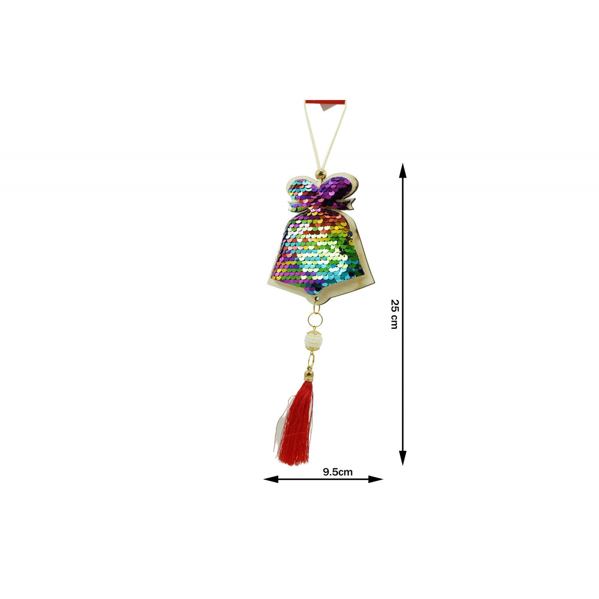 Ornament De Brad Clopotel Cu Paiete, Lemn, 36 Cm